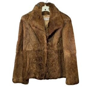 Split End Ltd Vintage Rabbit Fur Coat Jacket Brown Genuine Hong Kong Size S